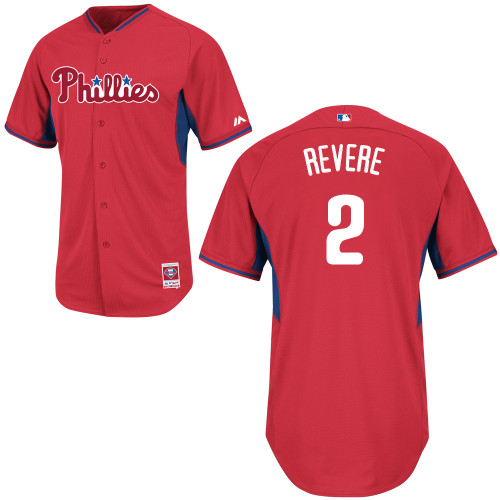 Ben Revere #2 MLB Jersey-Philadelphia Phillies Men's Authentic 2014 Red Cool Base BP Baseball Jersey